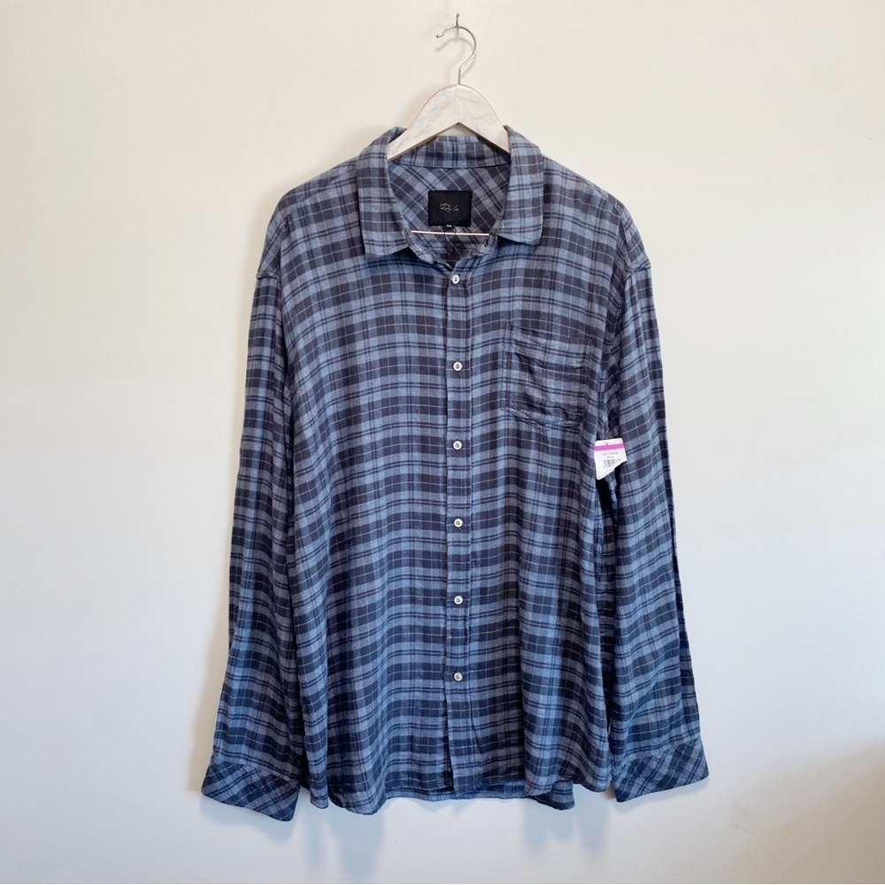 NWOT RAILS Lennox Ocean Melange Blue Flannel Button Up Shirt Men’s XXL Plaid